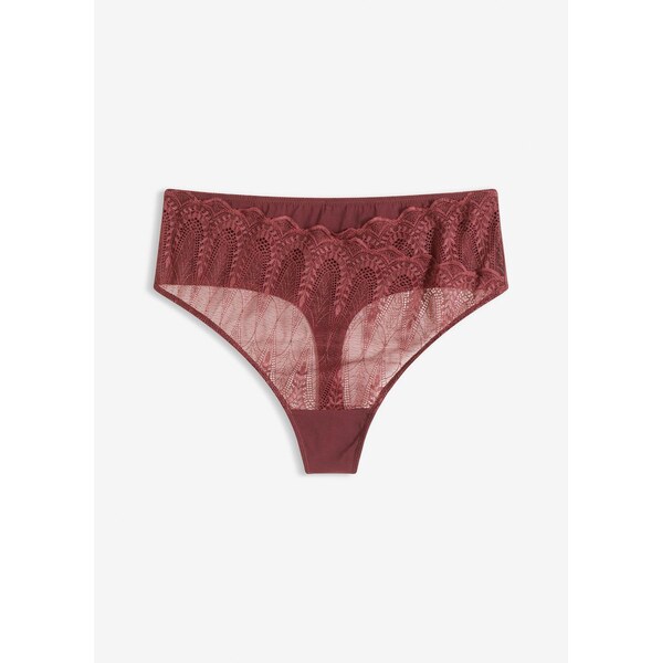 bonprix Vysoké stringové nohavičky s jemnou čipkou, farba červená 66841342