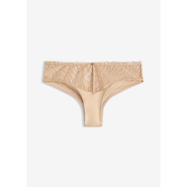 bonprix Brazílske nohavičky s výšivkou, farba béžová 66841340