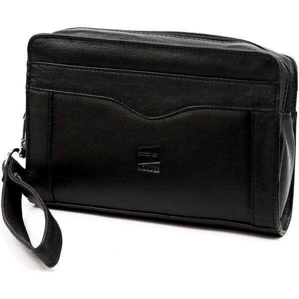 Pánska čierna príručná taška z prírodnej kože Nordee 66845112