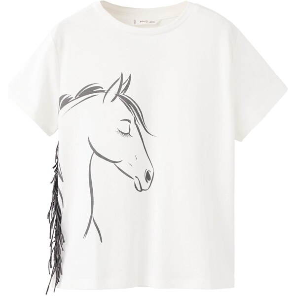 MANGO KIDS Tričko HORSE sivá / šedobiela 66846849