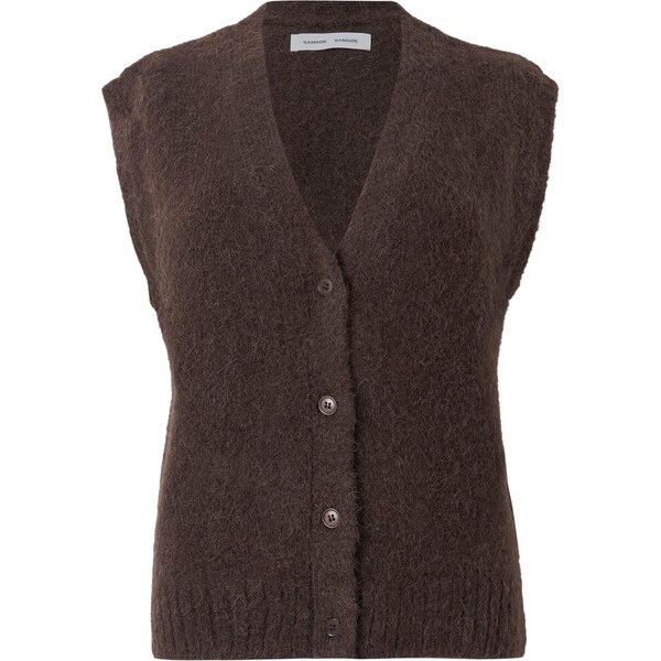 Samsøe Samsøe Pletená vesta Sajeanne tmavohnedá 66846919