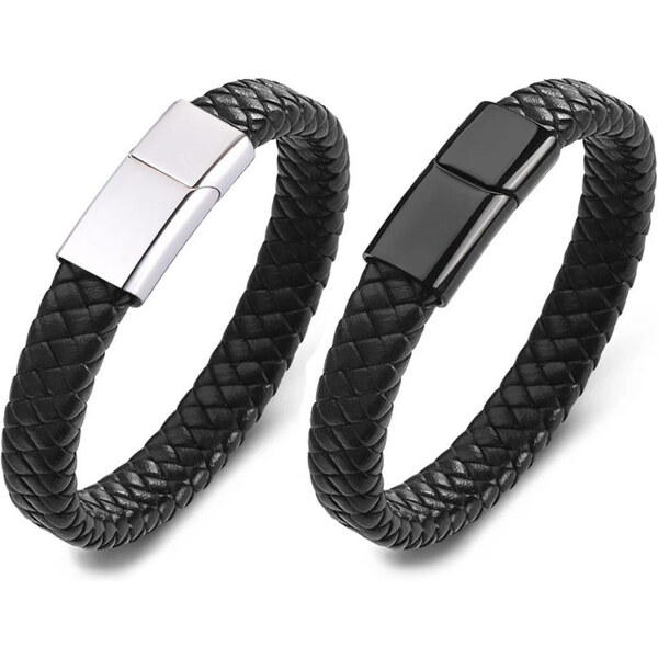 Impress Jewelry Pánsky kožený prepletaný náramok Hyginus Čierny 65228306