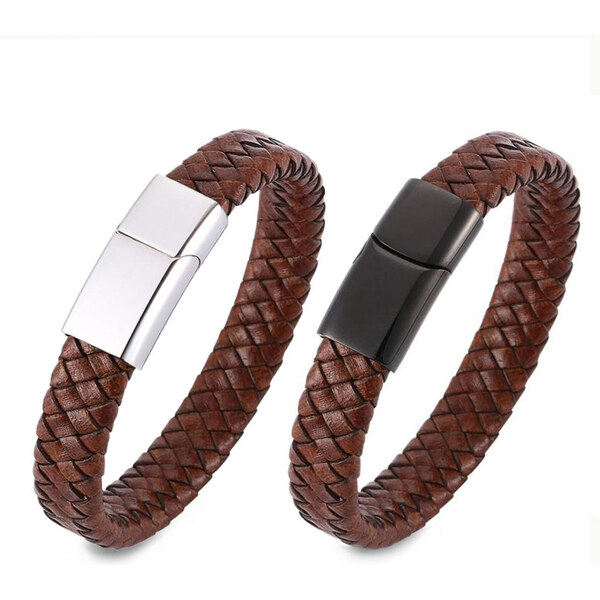 Impress Jewelry Pánsky kožený prepletaný náramok Hyginus Hnedý 65228307