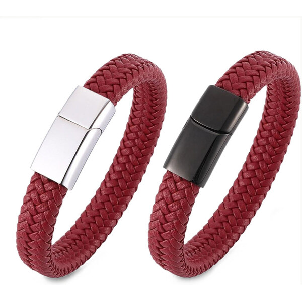 Impress Jewelry Pánsky kožený prepletaný náramok Hyginus Červený 65228308