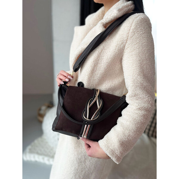 GROSSO Čokoládovo hnedá kabelka cez rameno / crossbody 66937843