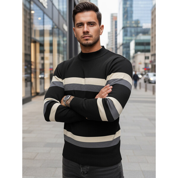 Pánsky pruhovaný sveter Farba tmavomodrá DSTREET WX2126 66210523