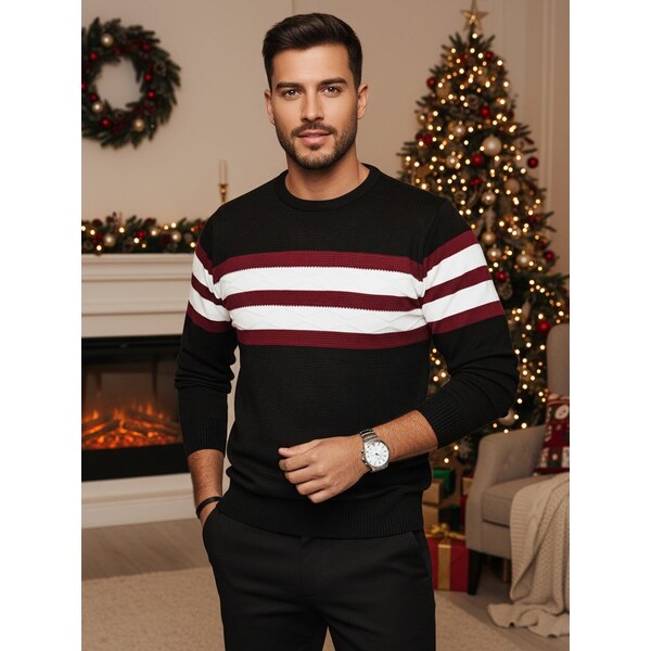 Dstreet Čierny trendy pruhovaný sveter 60627131