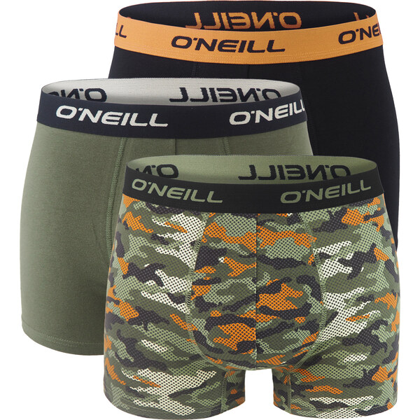 ONEILL - boxerky 3PACK cotton stretch camo olive & black tones 66862857
