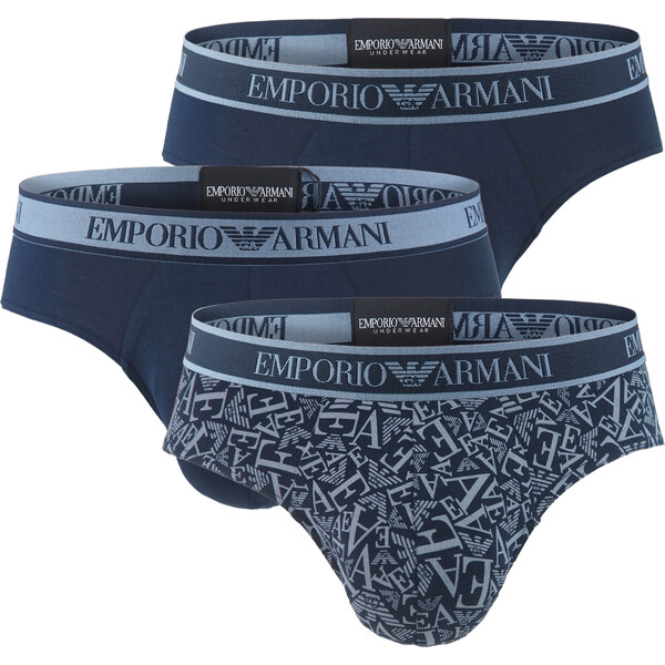 EMPORIO ARMANI - slipy 3PACK stretch cotton iconic Armani logo navy 66862864