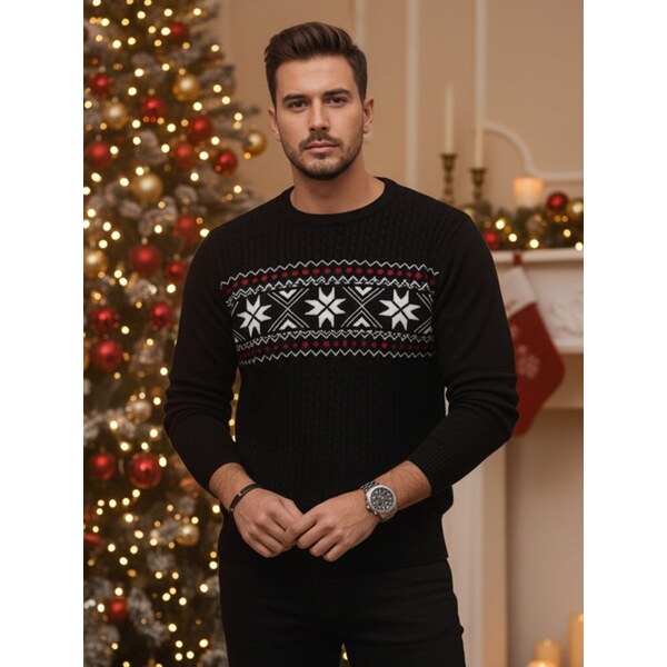 Dstreet Módny čierny sveter s jedinečným vzorom 60633899