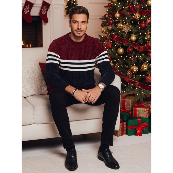 Dstreet Sveter s ozdobnými pásikmi modrý 64343172