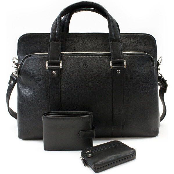 Arwel Súprava čiernej tašky na notebook, peňaženky a kľúčenky 412-2187 66864928