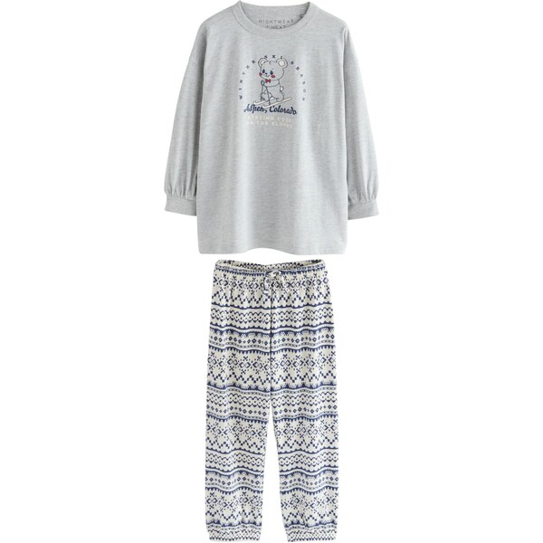 Next Pyžamo Fairisle modrá / sivá melírovaná / biela 66865933