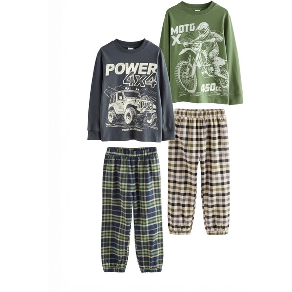 Next Pyžamo béžová / tmavomodrá / zelená / biela 66865947