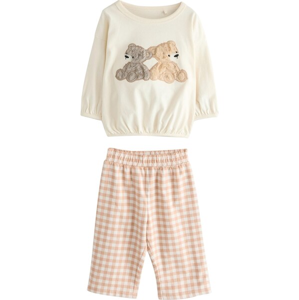 Next Pyžamo nebielená / kapučíno / mokka / tmavosivá 66867804