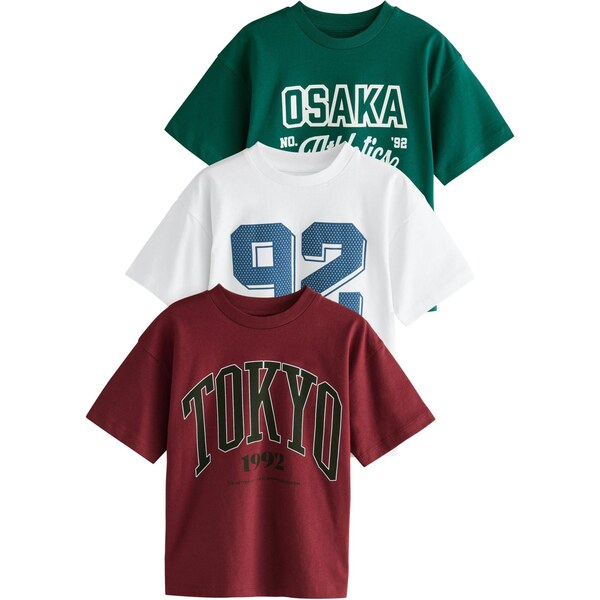 Next Tričko modrá / tmavozelená / tmavočervená / biela 66868288