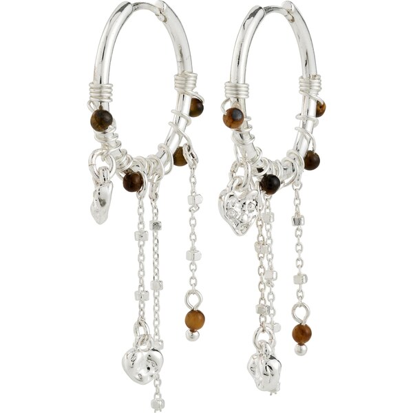 Pilgrim Náušnice Mylan tmavohnedá / strieborná / priehľadná 66868515