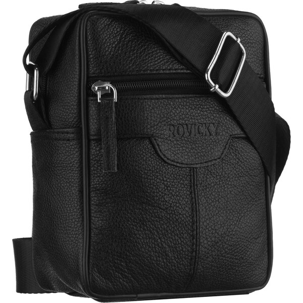 Pánska čierna kožená crossbody taška so zipsovým zapínaním – elegantný 66864897