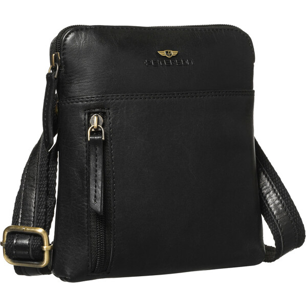Peterson Pánska čierna kožená crossbody taška so zipsovým zapínaním 66864905