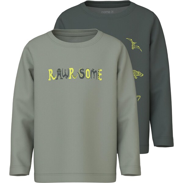 NAME IT Tričko NMMVUX neónovo žltá / tmavošedá / tmavozelená 66875500