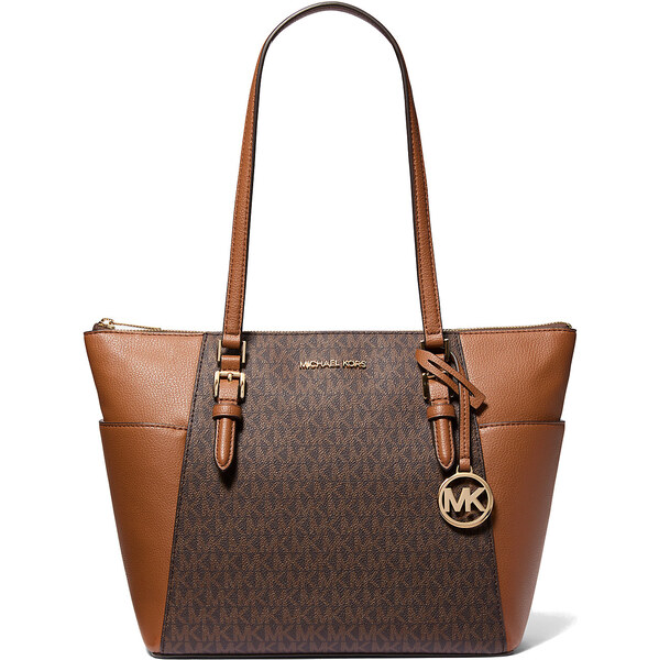 Michael Kors Kabelka Charlotte Large Logo and Leather Top-Zip Tote Bag 66874896