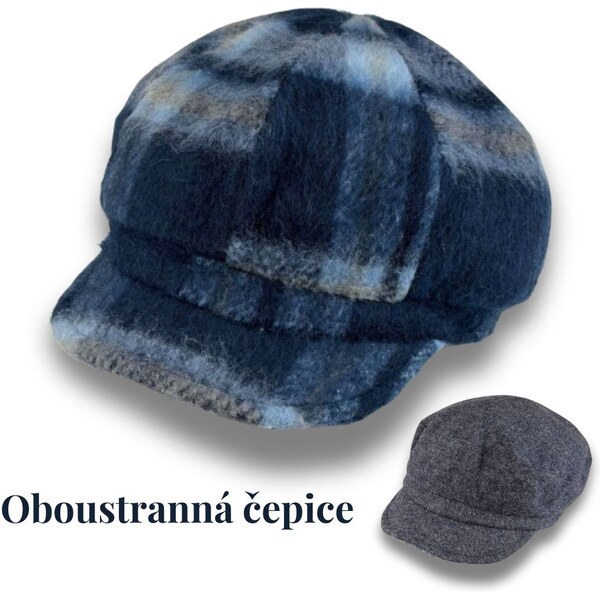 KRUMLOVANKA Obojstranná dámska zimná čiapka so šiltom - modrá Fa-59111 66882281