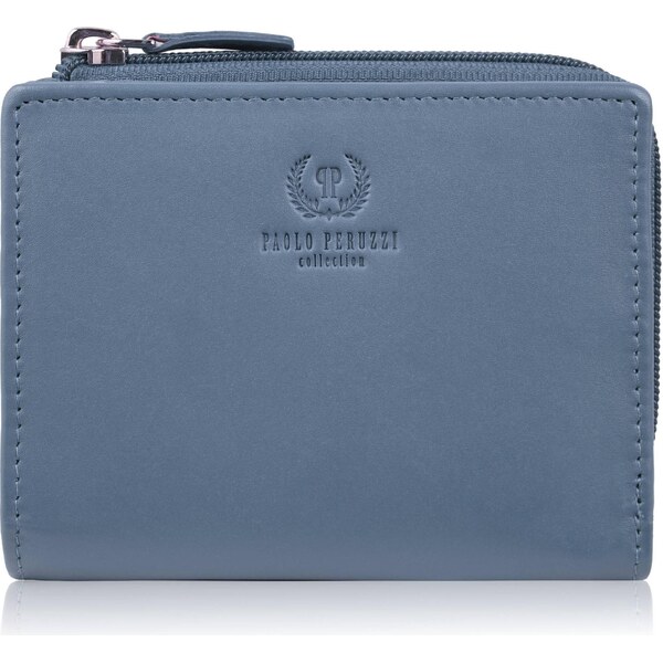 Paolo Peruzzi Malá kožená dámska peňaženka s RFID | svetlomodrá SL-06 66882537