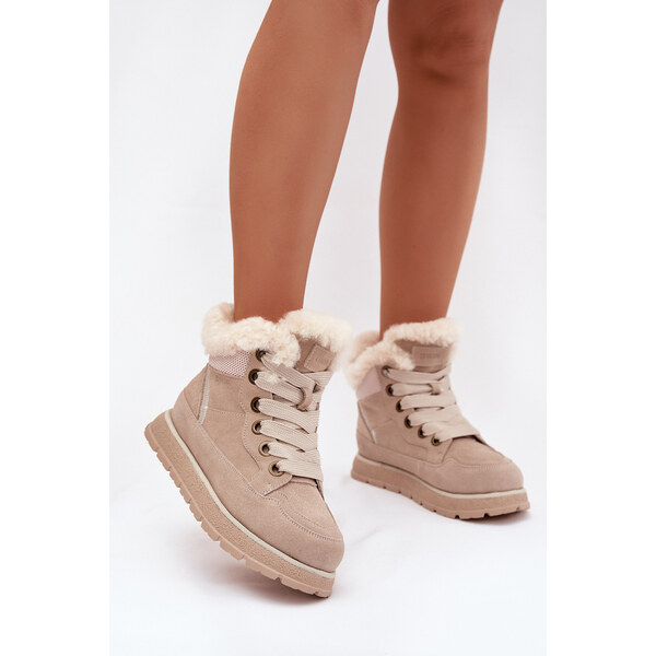 Big Star Shoes Semišové sněhule dámské na platformě s kožíškem Big 66884531