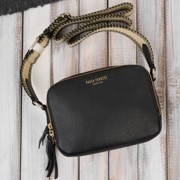 Paolo Peruzzi Dámska kožená taška cez rameno | čierna KV-03-BL 66887815