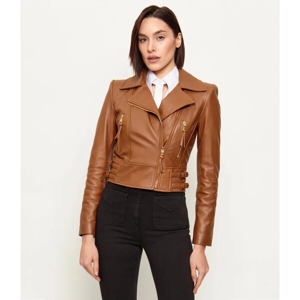 Elisabetta Franchi Kožená bunda ramoneska | Slim Fit 66882580