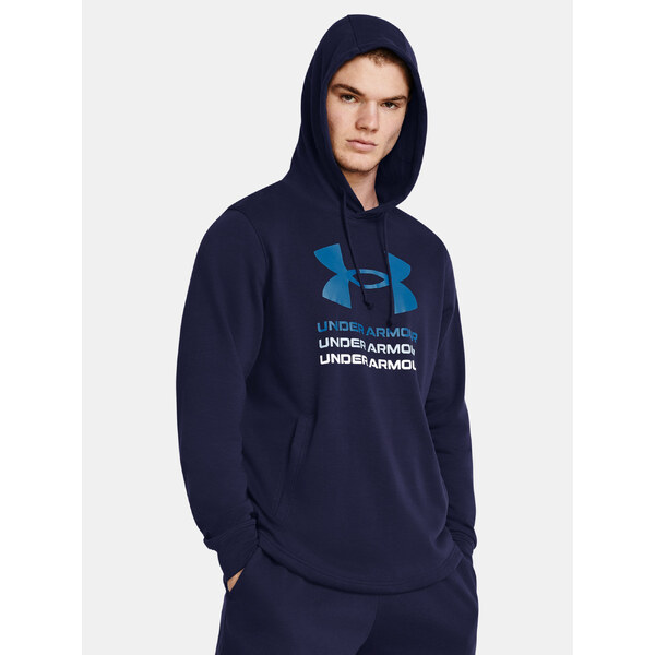 Tmavomodrá športová mikina Under Armour UA Rival Terry Graphic Hood 64779010