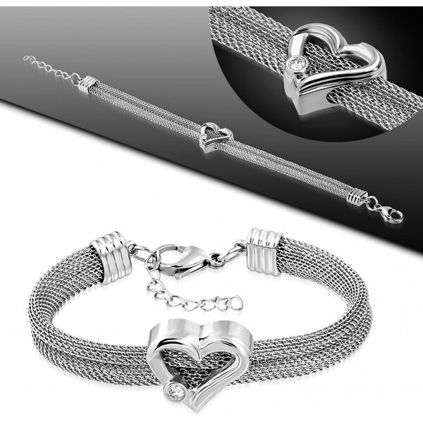 CITY STORM Náramok strebornej farby so srdiečkom z ocele 66888928