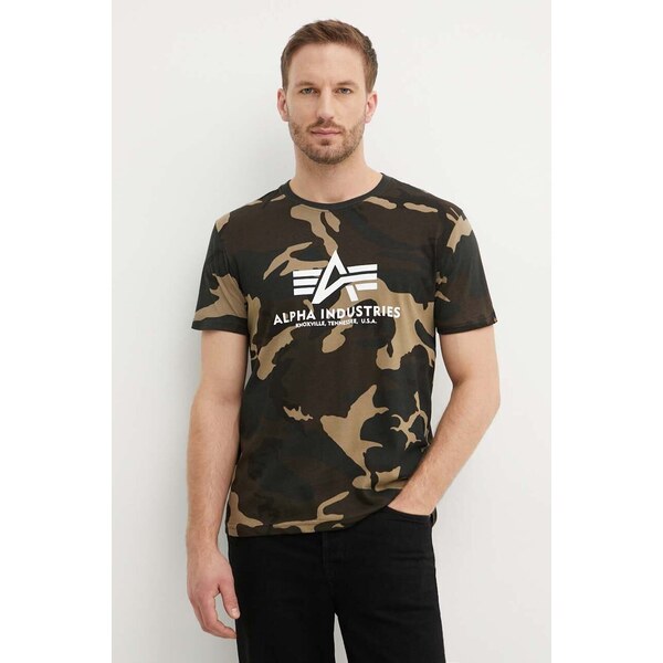 Bavlnené tričko Alpha Industries Basic T-Shirt Camo 66890049