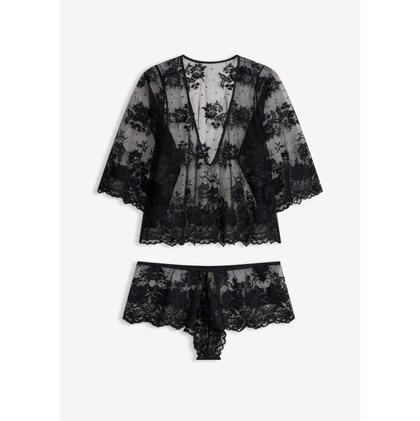 bonprix Top s dlhými rukávmi + nohavičky (2-dielna sada), farba čierna 46547396