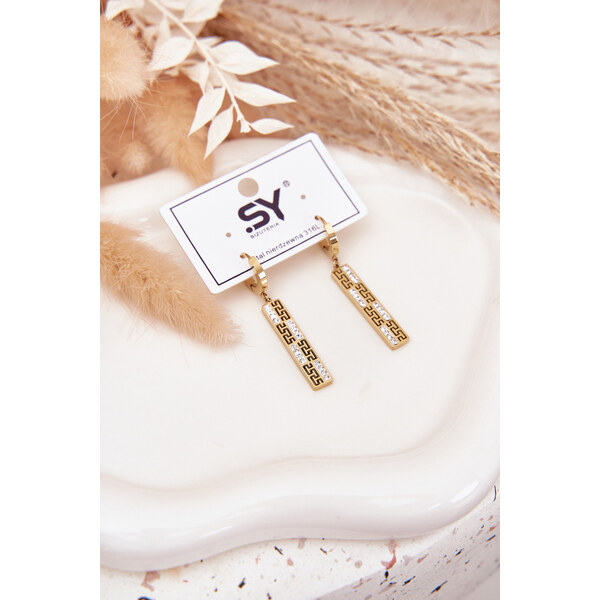 Boto Visací náušnice se zirkony Pozlacená ocel 66892329