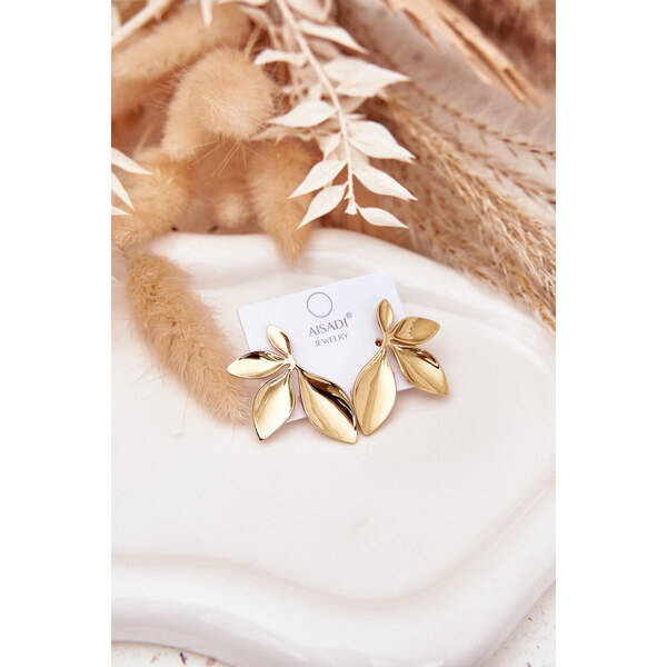 Boto Velké dámské náušnice listy zlaté 66892347