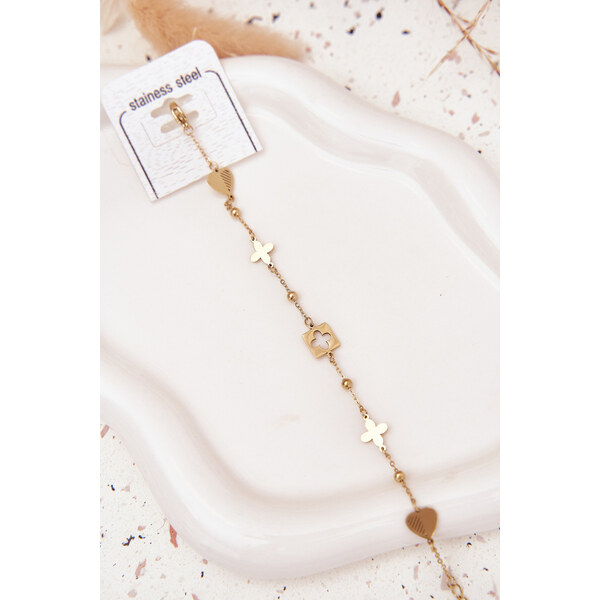 Boto Náramek ze nerezové oceli s zlatými přívěsky 66892457