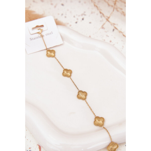 Boto Náramek ze nerezové oceli s květinami ze zlata 66892451