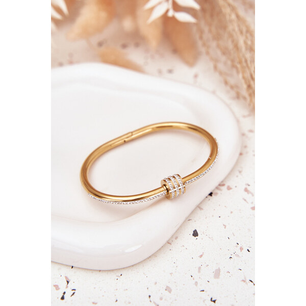 Boto Dámský náramek s křišťály z nerezové oceli zlatý 66892459