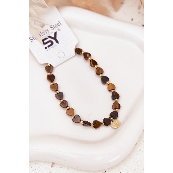 Boto Náramek srdíčka ze chirurgické oceli hnědý 66892465