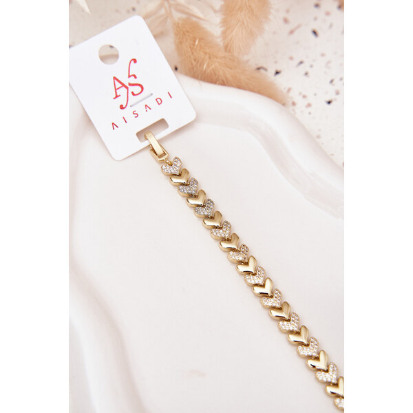 Boto Dámský náramek srdíčka se zirkony zlatý 66892476