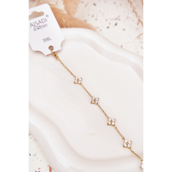 Boto Náramek S Květinami Chirurgická Ocel Zlatá 66892481