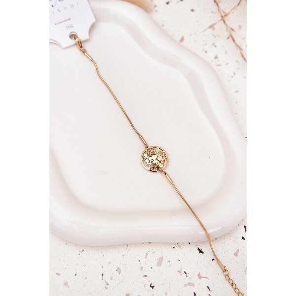 Boto Dámský náramek s přívěskem kolečko s květinami zlatý 66892484