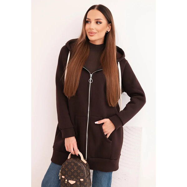 K-Fashion Zateplená mikina so zipsom hnedá 66892545