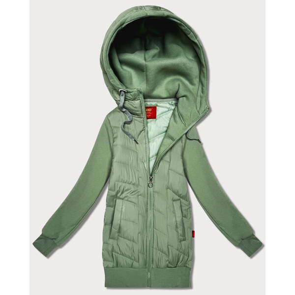 LHD Dámska mikina v pistáciovej farbe z rôznych materiálov s kapucňou 66892688