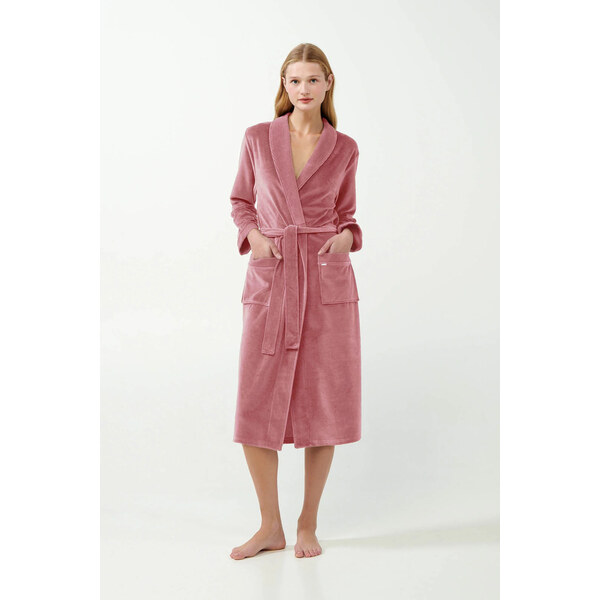 Dámsky zamatový župan 21143 Powder Pink - Vamp 66892617