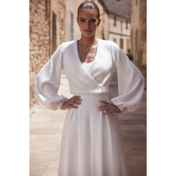 Glara Pletené zavinovacie bolerko s kašmírovým efektom 66909783