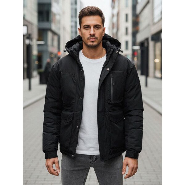 Dstreet Čierna pánska zimná bunda s vreckami 66909956