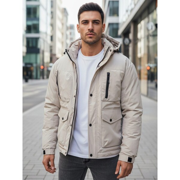 Dstreet Béžová pánska zimná bunda s vreckami 66909955