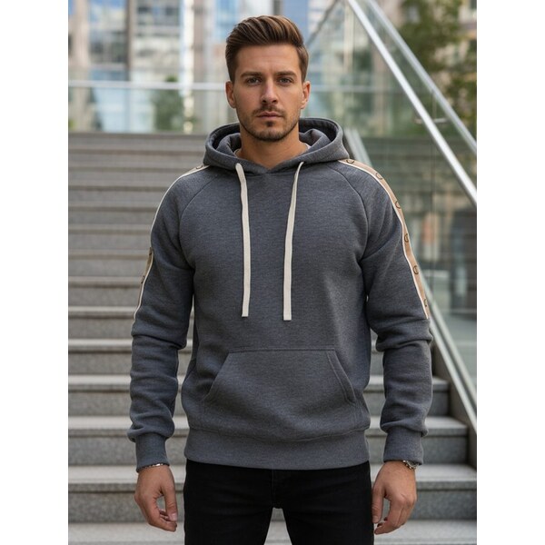 Dstreet Štýlová pánska mikina s kapucňou v šedej farbe 66909966